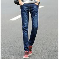 mens mid rise micro elastic skinny pants simple slim solid