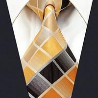 Men\'s Tie Yellow Checked Fashion 100% Silk Business