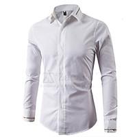 Men\'s Solid Formal Shirt, Cotton Long Sleeve Black / White