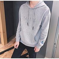 Men\'s Plus Size Casual/Daily Sports Going out Active Simple Hoodie Solid Letter Oversized Turtleneck Fleece Lining Micro-elastic Cotton