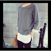 Men\'s Plus Size Casual/Daily Active Sweatshirt Solid Round Neck Micro-elastic Cotton