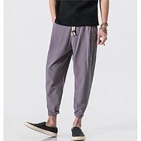 mens mid rise inelastic harem pants vintage relaxed pure color solid