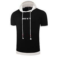 mens casual simple summer t shirt solid hooded short sleeve cotton med ...