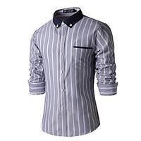 mens casual simple spring fall shirt striped shirt collar long sleeve  ...