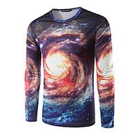 Men\'s Casual/Daily Street chic T-shirt, Print Round Neck Long Sleeve Polyester