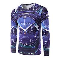 Men\'s Casual/Daily Street chic T-shirt, Print Round Neck Long Sleeve Polyester