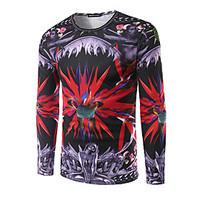 Men\'s Casual/Daily Street chic T-shirt, Print Round Neck Long Sleeve Polyester
