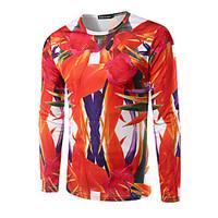 Men\'s Casual/Daily Street chic T-shirt, Print Round Neck Long Sleeve Polyester