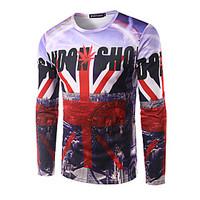 Men\'s Casual/Daily Street chic T-shirt, Print Round Neck Long Sleeve Polyester