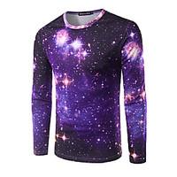 Men\'s Casual/Daily Street chic T-shirt, Print Round Neck Long Sleeve Polyester