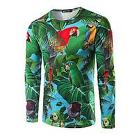 Men\'s Casual/Daily Street chic T-shirt, Print Round Neck Long Sleeve Polyester