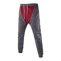 Men\'s Mid Rise Micro-elastic Chinos Sweatpants Pants, Active Simple Slim Solid