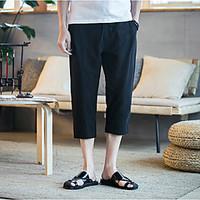 mens mid rise micro elastic shorts pants simple straight harem solid