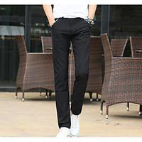Men\'s Mid Rise Micro-elastic Skinny Pants, Simple Slim Solid
