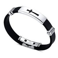 Men\'s ID Bracelets 316L Stainless Steel Fashion Hip-Hop Rock Silicone Titanium Steel Circle Round Jewelry For Birthday Gift Sports Christmas Gifts