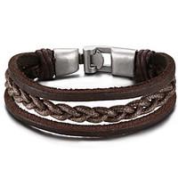 mens genuine leather bracelets fashion hip hop rock circle round jewel ...