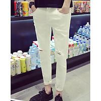Men\'s Mid Rise Micro-elastic Skinny Pants, Simple Skinny Solid