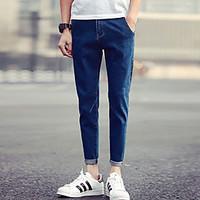 mens mid rise micro elastic skinny pants simple skinny solid