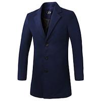 mens striped casual trench coat cotton long sleeve black blue