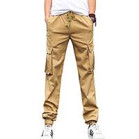 Men\'s Solid Casual JeansCotton Black / Green / Beige WJL-B0472