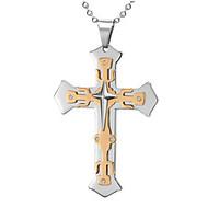 Men\'s Pendant Necklaces Pendants Titanium Steel Simulated Diamond Cross Cross Fashion Silver Jewelry Daily Casual 1pc