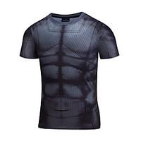 Men\'s Casual/Daily Sports Simple Active Spring Summer T-shirt, Patchwork Round Neck Short Sleeve Polyester Thin