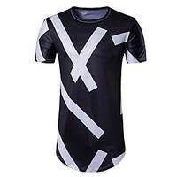 Men\'s Casual/Daily Simple Summer T-shirt, Print Round Neck Short Sleeve Polyester Opaque