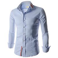 Men\'s Casual/Daily Work Simple Street chic All Seasons Shirt, Striped Color Block Shirt Collar Long Sleeve Cotton Rayon Thin