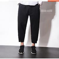 mens mid rise micro elastic chinos pants street chic loose wide leg pl ...