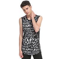 Men\'s Going out Casual/Daily Simple Street chic Active Summer Fall Tank Top, Geometric Round Neck Sleeveless Cotton Medium