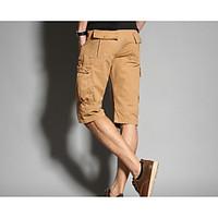 mens mid rise inelastic shorts pants simple loose solid