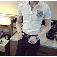 Men\'s Casual/Daily Simple Summer Shirt, Solid Shirt Collar Short Sleeve Spandex Thin