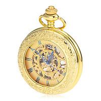 Men\'s Mechanical Hollow Dial Gold Alloy Pocket Watch Cool Watch Unique Watch