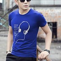 Men\'s Casual Daily Work Summer Headset Letter Pattern Printing Round Collar Large Size Pullover Short Sleeve Cotton Thin T-shirt