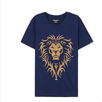 Men\'s Casual/Daily Simple Summer T-shirt, Solid Animal Print Round Neck Short Sleeve Cotton Medium