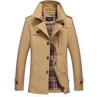 Men\'s Casual/Daily Vintage Fall Winter Jacket, Solid Shirt Collar Long Sleeve Regular 100%Cotton