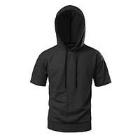 Men\'s Casual/Daily Going out Simple Hoodie Solid Hooded Micro-elastic Polyester Taffeta Short Sleeve Summer Fall