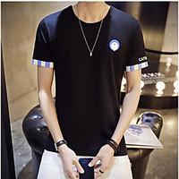 mens casualdaily simple t shirt solid round neck short sleeve rayon