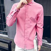 mens casualdaily simple shirt solid square neck long sleeve cotton