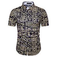 mens plus size beach holiday boho summer shirt print color block shirt ...