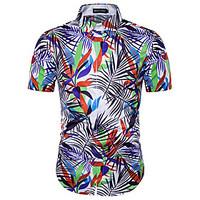 mens plus size beach holiday boho summer shirt print color block shirt ...