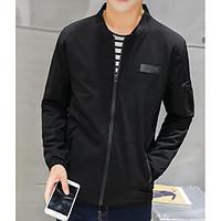 mens casualdaily simple fall jacket solid stand long sleeve regular co ...