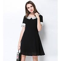 meidongtai womens going out party a line dresssolid round neck knee le ...