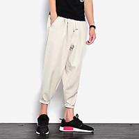 mens mid rise micro elastic chinos pants boho simple loose harem solid