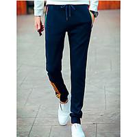 mens mid rise micro elastic chinos pants simple loose solid