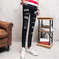 mens mid rise micro elastic chinos pants sexy slim solid letter number