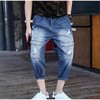 mens mid rise micro elastic jeans pants simple skinny solid