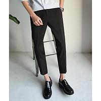 mens low rise micro elastic chinos pants street chic loose solid