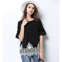 meidongtai womens going out casualdaily simple t shirtsolid round neck ...