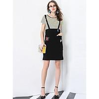 meidongtai womens going out party shift dresscolor block round neck ab ...